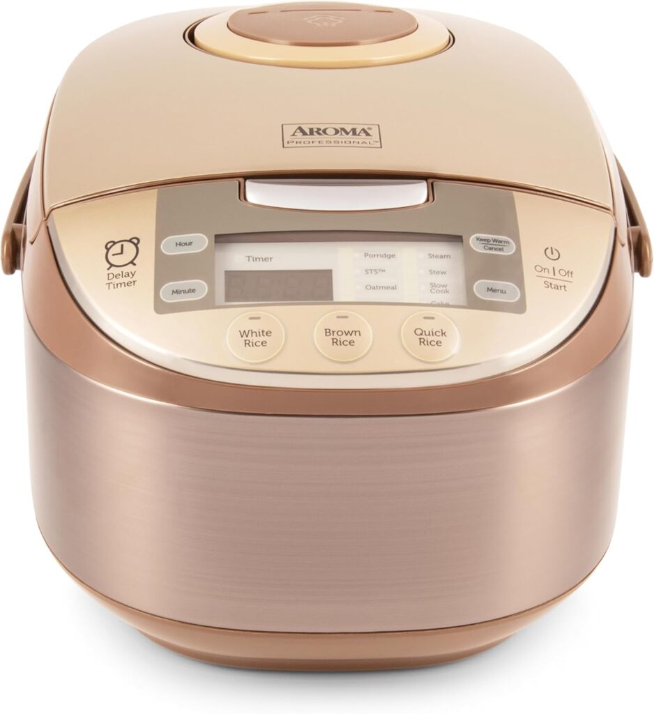 Aroma Housewares ARC-6106 Aroma Professional 6 Cups Uncooked Rice, Slow Cooker, Food Steamer, MultiCooker, Champagne
