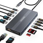 USB C Docking Station, 14 in 1 USB C Hub Multiport Adapter, Triple Display 3 Monitors with Dual 4K@60Hz HDMI+DP, 100W PD, 5xUSB A/C 10Gbps, Ethernet, SD/TF, Audio Ports for Laptop/Lenovo/Dell/HP