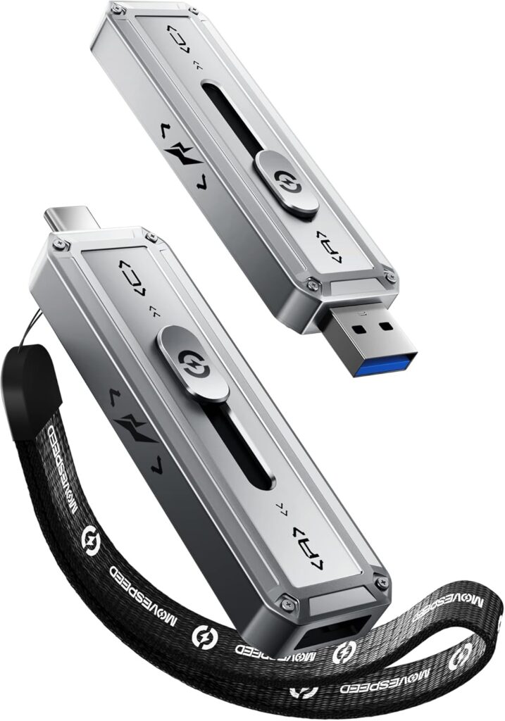 MOVE SPEED 1TB External SSD, 2100MB/s TLC Reliable Transfer Portable SSD with USB 3.2 Gen2x2 + Type C, Cool USB Drive for Phone/Windows/Mac (SP20)