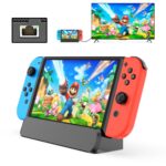 6 in 1 Dock Station for Nintendo Switch OLED TV Adapter Switch Docking Station with HDMI 1000 Mbit RJ45 Ethernet LAN 3 USB 2.0 Port Type C Charging USB C Connectors Travel Base Portable Stand