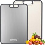 Titanium Cutting Board for Kitchen, Cutting Board Double Sided Food Grade, Pure Titanium/PP, Easy to Clean Large Size 16”×11”