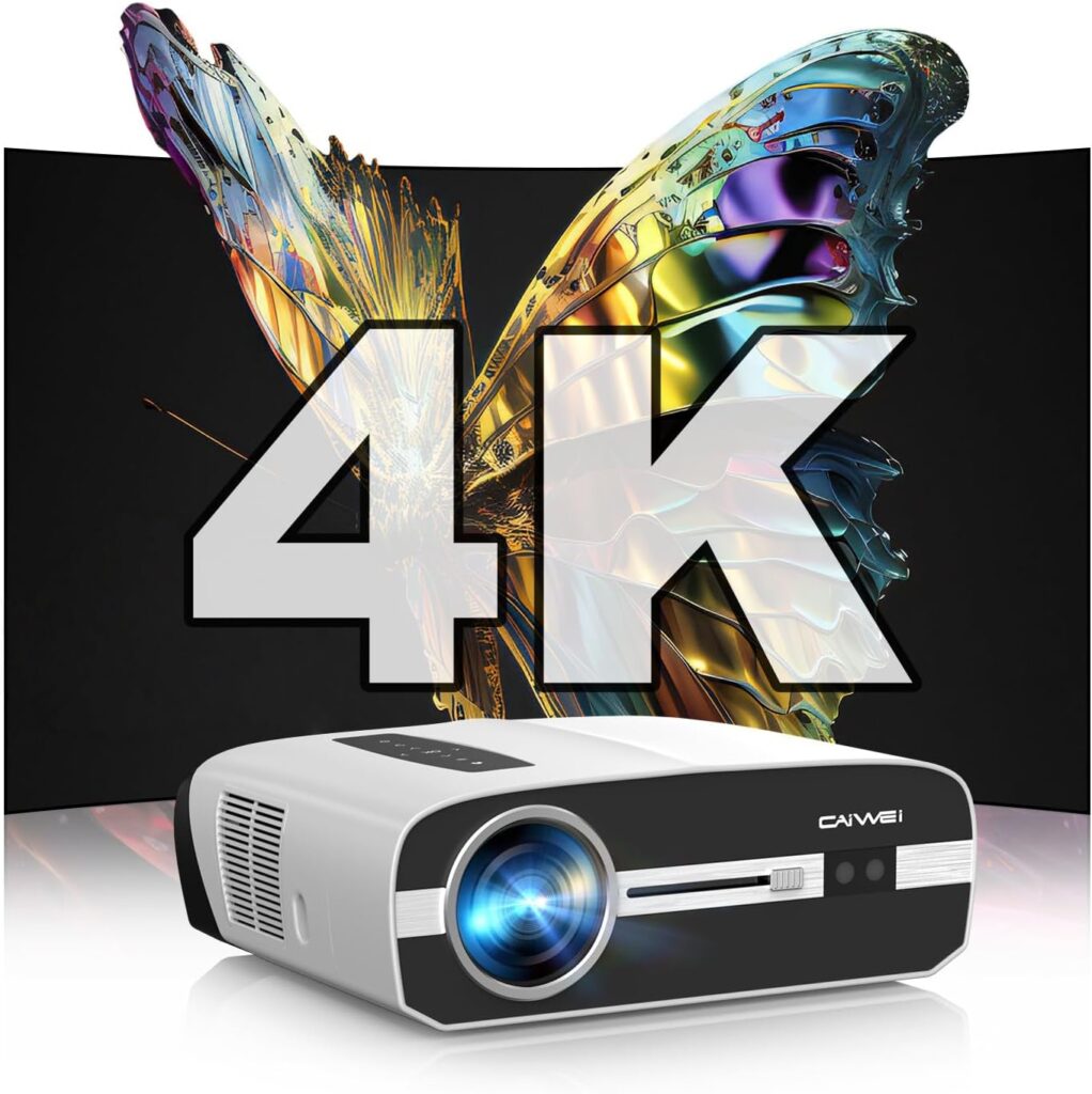 4K Office Daytime Projector 1800 ANSI, HDR10+ Outdoor Projector and Screen Combo, WiFi6 Bluetooth, Autofocus, 38WDSP Speaker, Android 11, NFC HDMI USB for Dormitory Gaming, Art Tracing Home Theater