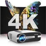 4K Office Daytime Projector 1800 ANSI, HDR10+ Outdoor Projector and Screen Combo, WiFi6 Bluetooth, Autofocus, 38WDSP Speaker, Android 11, NFC HDMI USB for Dormitory Gaming, Art Tracing Home Theater