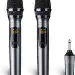 LEKATO Wireless Microphone Rechargeable Wireless Microphones with Receiver Dual Handheld Microphone System Dynamic MIC for Singing, Speech, Wedding, Church,Speaker, PA System(K380S)