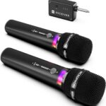 Wireless Microphone, Rechargeable Wireless Microphones with One-to-One Chip Connection and LED Lights, 40H Duration, 200FT Range Receiving, Less Latency Karaoke Microphone for Singing, Speech, Party