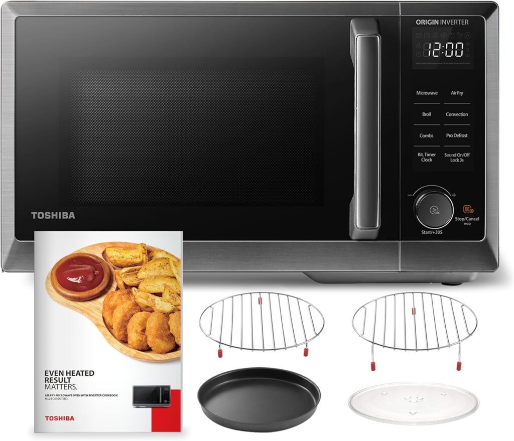 TOSHIBA Inverter Countertop Microwave Oven Air Fryer Combo MASTER Series, Broil, Convection, Speedy Combi, Even Defrost 11.3” Turntable Sound On/Off, 27 Auto Menu&47 Recipes