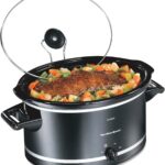 Hamilton Beach Slow Cooker with 3 Cooking Settings, Dishwasher-Safe Stoneware Crock & Glass, 8-Quart Built-In Lid Rest, Black