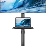 BONTEC Mobile TV Stand for 23-60 Inch TVs, Rolling TV Stand with Locking Wheels, Adjustable Height, Media Shelf, Max VESA 400x400mm, Holds Up to 88lbs