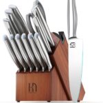 Knife Set Premium, Japanese High Carbon Stainless Steel 14 Pcs Kitchen Knives Block Set with Built-in Sharpener and Wood Block, Razor Sharp Knife Sets for Kitchen with Ergonomic Handle