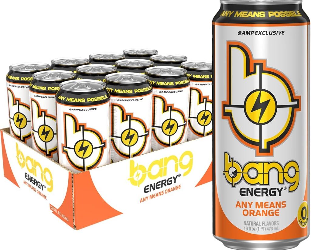 Bang Energy Any Means Orange, Zero Sugar Energy Drink, 16-Ounce (Pack of 12)