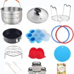8 Quart Pressure Cooker Accessories Compatible with Instant Pot 8 Qt Only – Steamer Basket, Silicone Sealing Rings, Egg Bites Mold, Glass Lid, Springform Pan, Egg Steamer Rack and More