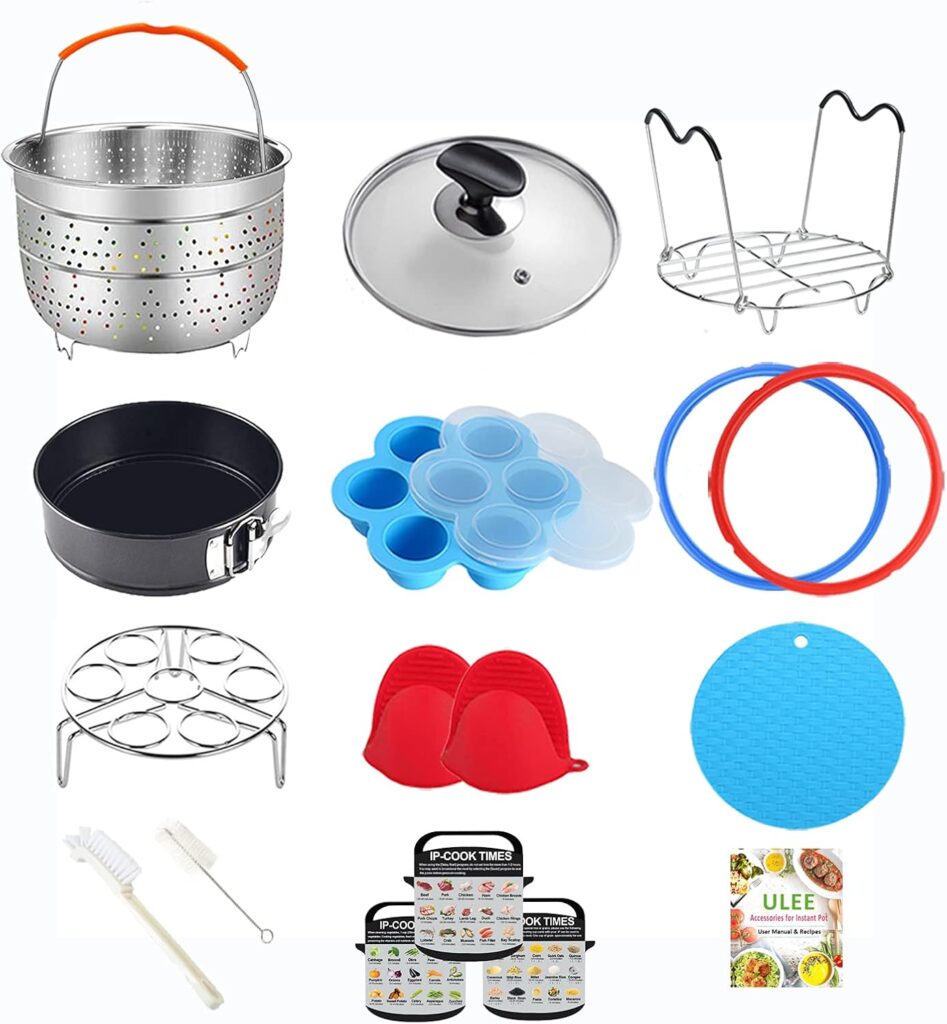 8 Quart Pressure Cooker Accessories Compatible with Instant Pot 8 Qt Only – Steamer Basket, Silicone Sealing Rings, Egg Bites Mold, Glass Lid, Springform Pan, Egg Steamer Rack and More