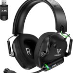 Wireless Gaming Headset for PC, PS5, PS4, Mac, Switch, 2.4GHz USB Dongle Headphones with Mic, Bluetooth 5.4, 50mm Driver, Stereo Sound, Cool Lighting, 50H Battery-Black/Green