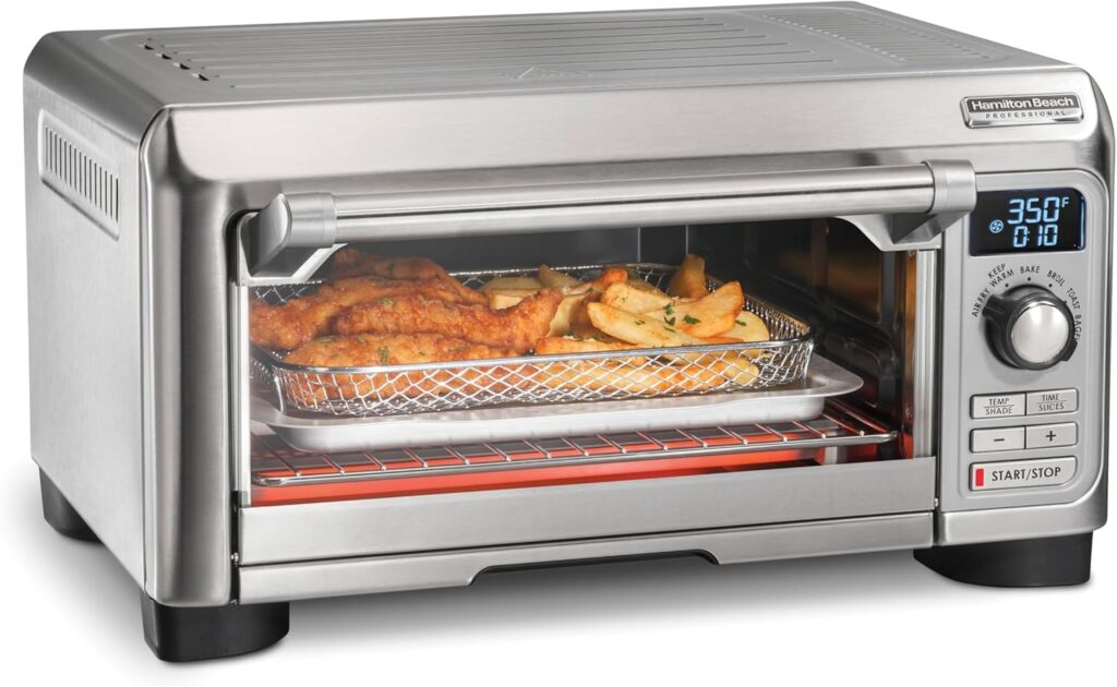 Hamilton Beach Professional Sure-Crisp Digital Air Fryer Toaster Oven Combo with 6-in-1 Functionality, 1500 Watts, 10-inch Pizza / 4 Slice Capacity, Stainless Steel (31241)
