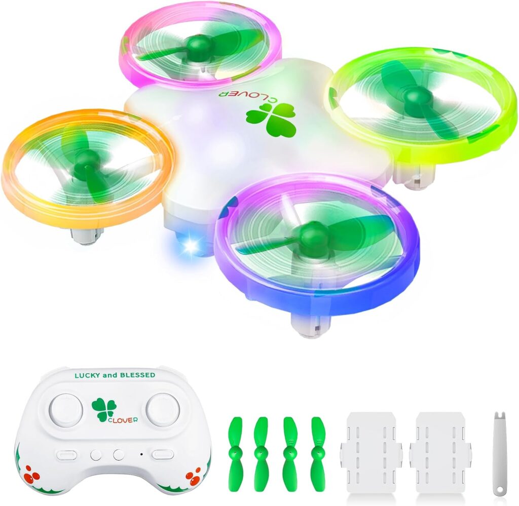 Clover Mini Drone for Kids – Beginner-Friendly LED Quadcopter with Dual Modular Batteries, Easy to Fly, Altitude Hold, One-Key Takeoff, 360 Flips – Gift for Boys & Girls Age 6+