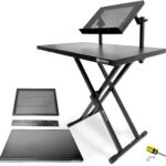 AxcessAbles Portable Two-Tier DJ Table Stand| Two Tier Piano Keyboard Stand for Sheet Music and Tablet | DJ Laptop and Controller Stand | Music Production Workstation | Booth Stand