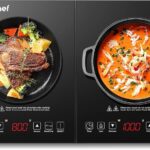 Double Induction Cooktop AMZCHEF Induction Cooker 2 Burners, Low Noise Electric Cooktops With 1800W Sensor Touch, 20 Temperature & Power Levels,Independent Control,3-hour Timer, Safety Lock