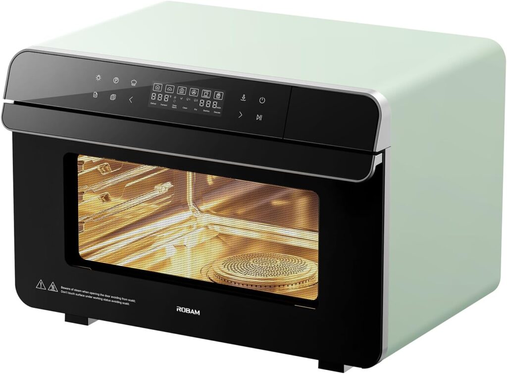 ROABM 13-in-1 Toaster Oven Air Fryer Combo R-BOX Green, 23QT Countertop Convection Steam Oven, Rapid Steam, Bake, Air Fry, Broil, Dehydrate, Defrost, Ferment, Steam Self-Clean, Touchscreen Control
