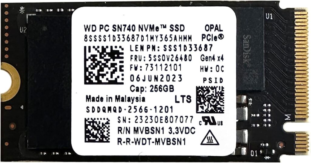 Oemgenuine WDC SN740 256GB M.2 2242 PCI-e 4.0 Gen 4x4NVME SSD Internal Solid State Drive Form Factor M Key Steam Deck – Up to 4000 MB/sec Sequential Read.