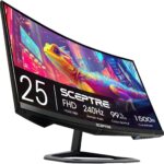 Sceptre New Curved 24.5-inch Gaming Monitor up to 240Hz 1080p R1500 1ms DisplayPort x2 HDMI x2 Blue Light Shift Build-in Speakers, Machine Black 2025 (C255B-FWT240 Series)