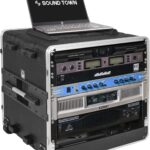 Sound Town Lightweight 10U PA DJ Rack/Road Case with 9U Rack Space, ABS Construction, 19” Depth, Retractable Handle, Wheels and Heavy-Duty Latches (STRC-A10UT)