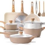 SENSARTE Ceramic Cookware Sets, Pots and Pans Set Nonstick, 20-Piece Induction Cookware, Non-toxic Healthy Non Stick Kitchen Cooking Set with Stay-Cool Handles, PFAS PTFE PFOA PFOS Free