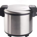 Winco Commercial-Grade Electric Rice Warmer with Hinged Cover, 100 Cup, Silver