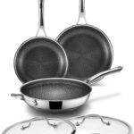 3-Piece Hybrid Stainless Steel Cookware Set-12 Inch Wok with Lid,10 Inch Frying Pan,12 Inch Skillet with Lid-Non Stick,PFOA Free,Dishwasher&Oven Safe,Induction Compatible