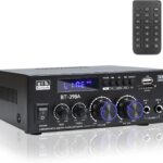 BT-398A Stereo Audio Amplifier, Receiver for Speakers Max 900W, 2.0 Channel Stereo Receiver with FM Radio, USB/SD/AUX Optical & Coaxial Inputs,Amplifier Home Audio for Passive Speakers