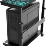EUREKA ERGONOMIC PC Stand Computer Cart, Height Adjustable Tower Stand 2-Tier Suit for ATX Case Printer, Metal Rolling Cart on Wheels for Gaming Home Office, Black