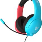Turtle Beach Airlite Fit Wired Gaming Headset: Officially Licensed for Nintendo Switch, Nintendo Switch 2/Lite/OLED Model – Flip-to-Mute Mic, Over-Ear Comfort Cushions, 40mm Speakers – Neon Blue & Red