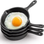 Hiceeden 4 Pack Mini Cast Iron Skillet, 4″ Small Frying Pans with Double Drip-Spouts for Stove, Oven, Grill Safe, Indoor and Outdoor Use, Non-stick