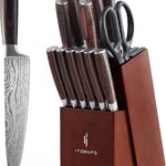 15-Piece Knife Set with Block for Kitchen, with Built-In Sharpener, Stainless Steel Ultra Sharp Blades, Ergonomic Pakkawood Handle, Essentials Chef Knives Set