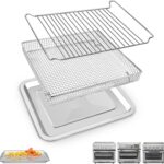 3 Pieces Baking Set for Cuisinart TOA-60 TOA-65 TOA-70 Air Fryer Toaster Oven, Air Fryer Basket Pan Rack for Oven Air Fryer Accessories