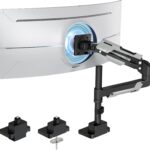 ARES WING Single Monitor Mount, Ultrawide Monitor Arm for 24 to 57 Inch Heavy Duty Curved Screen, Adjustable Gas Spring Monitors Arm Stand up to 66LBS with 75/100/200 Vesa Mount, Black