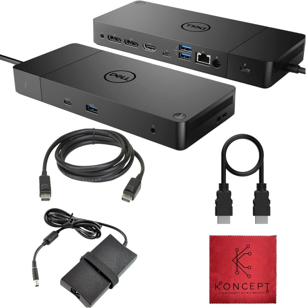 Dell WD19TB Thunderbolt Dock – 1 Year Warranty – Dell Docking Station Dual Monitor USB C with 180W, HDMI & DisplayPort Cable – Docking Station for Laptop & Computer (Renewed)