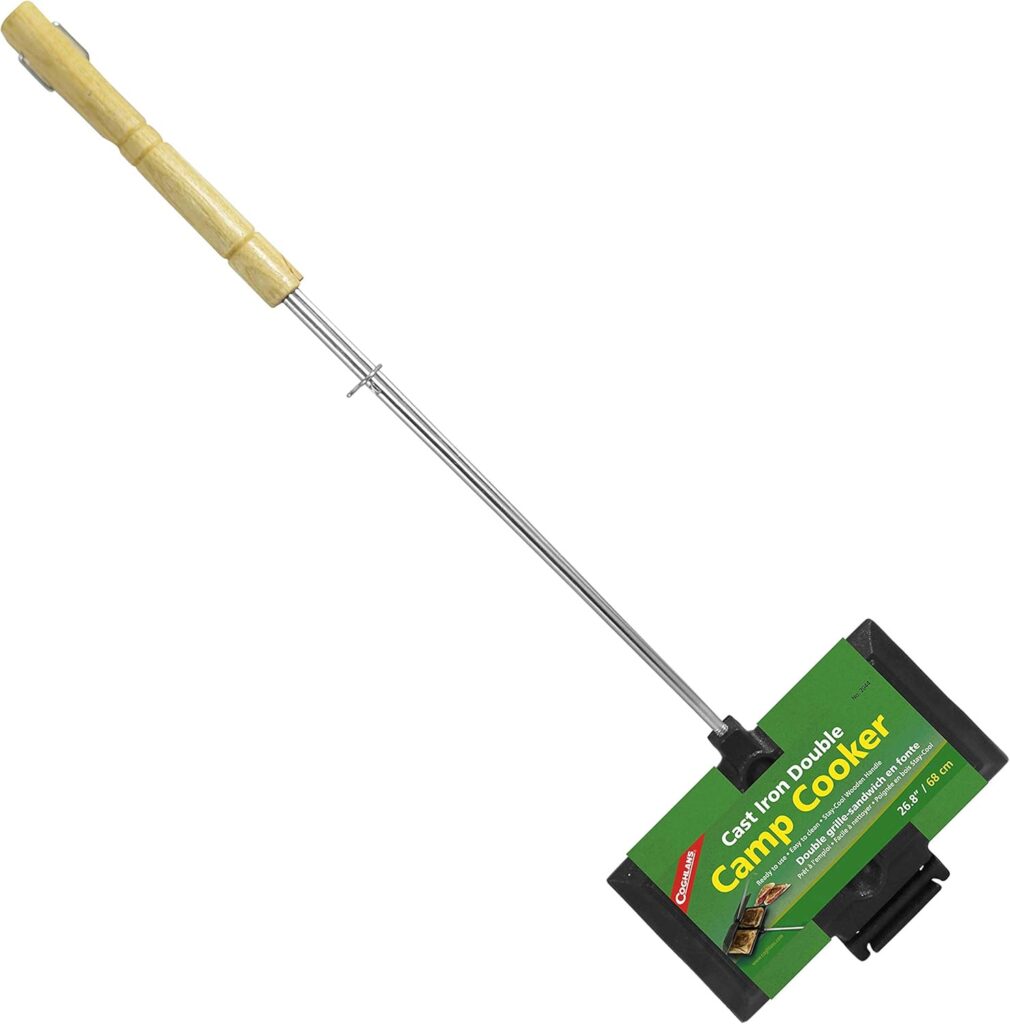 Coghlan’s Cast Iron Cooker – Pre-Seasoned Pie Iron Sandwich Maker with Heat-Resistant, Removable Handles, Easy-to-Clean for Toasted Pies, Grilled Sandwiches, and Meats, For Campfire Cooking