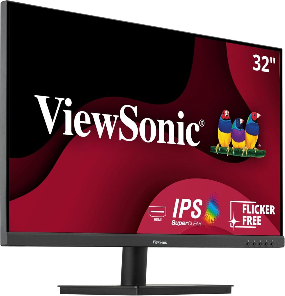 ViewSonic VA3209M 32 Inch IPS Full HD 1080p Monitor with Thin Bezels, 75Hz, Eye Care, HDMI, VGA Inputs for Home and Office