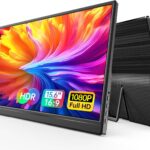 WGK 15.6 inch Portable Monitor 1080P FHD Travel Display HDMI/USB-C Compatible with Laptops, Desktops, Phones, PS, Mac, Xbox, Switch, and Other Gaming Devices Includes Stand and Speakers VESA