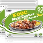 KOOC Slow Cooker Liners 13×21 inch 60 Count Large Size Disposable Plastic Bags Pot Liners Cooking Bags Fit 3QT to 8.5QT Pot BPA Free