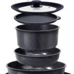 GiPP Ceramic Non Stick Pots and Pans Set,Nonstick Detachable Handle Cookware Sets,Healthy Non Toxic PFAS PFOA & PTFE Free, Dishwasher ＆Oven Safe, Induction Kitchen Pot and Pan, 8 Piece Grey