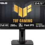ASUS TUF Gaming VG259QM 24.5” Monitor, 1080P Full HD (1920 x 1080), Fast IPS, 280Hz, G-SYNC Compatible, Extreme Low Motion Blur Sync,1ms, DisplayHDR 400, Eye Care, DisplayPort HDMI BLACK