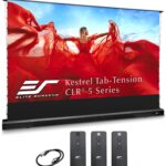 Elite Screens Kestrel Tab-Tension CLR5, 126″ Diag. 16:9, Ultra-Short Throw Ceiling Ambient Light Rejecting (CLR®/ALR) Electric Floor-Rising Projector Screen,Black Casing, FTE126H3-CLR5