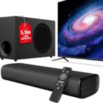 Upgraded Sound Bar for TV with 5.9inch Big Powerful Subwoofer, Deep Bass, Bluetooth 5.4, ARC/Optical/AUX/Bluetooth Connect, Surround Sound System for PC/Gaming/Projectors/Gift