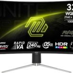 MSI MAG 325CQRXF E2 31.5-inch 2560 x 1440 (WQHD) Computer Monitor, 240Hz, Adaptive-Sync, HDMI, Display Port, VGA Port, VESA Mountable, Tilt, Height Adjustable, Speaker, 0.5ms, Black, Panel Type VA