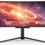 INNOCN 49″ 49Q1S OLED Curved Gaming Monitor 5120 x 1440p 240Hz, 0.03ms, USB Type C 90W, HDMI 2.1, DisplayPort, USB Hub, Surrounding Speakers, Adaptive-Sync, Height Adjustable Stand, Black