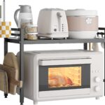 NETEL Expandable Microwave Stand,2 Tier Metal Kitchen Countertop Organizer Shelves with Paper Towel and Chopping Board Holder,Bakers Rack,Microwave Shelf,Microwave Oven Rack,55lbs Weight Capacity