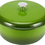 Amazon Basics Cast Iron Dutch Oven Pot with Lid, Enameled, Round, Dual Handles, Heavy-Duty, Small, 4.3-Quart, Green