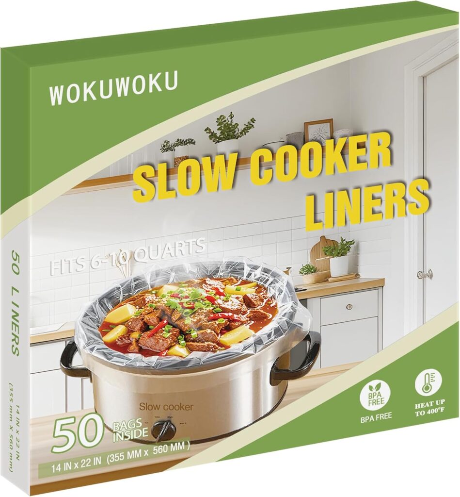 Slow Cooker Liners, 50 Cooking Bags Extra Large Disposable Pot Liner Plastic Bags for 6QT to 10QT Slow Cooker Cooking Pans, 14“ x 22”, 50 Liners