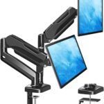MOUNTUP Dual Monitor Stand for Desk, Gas Spring Monitor Arms for 2 Monitors 32 27 24 22 Inches, Height Adjustable Double Monitor Mount, VESA Mount with C-Clamp & Grommet Base, Holds 4.4-17.6lbs, Black